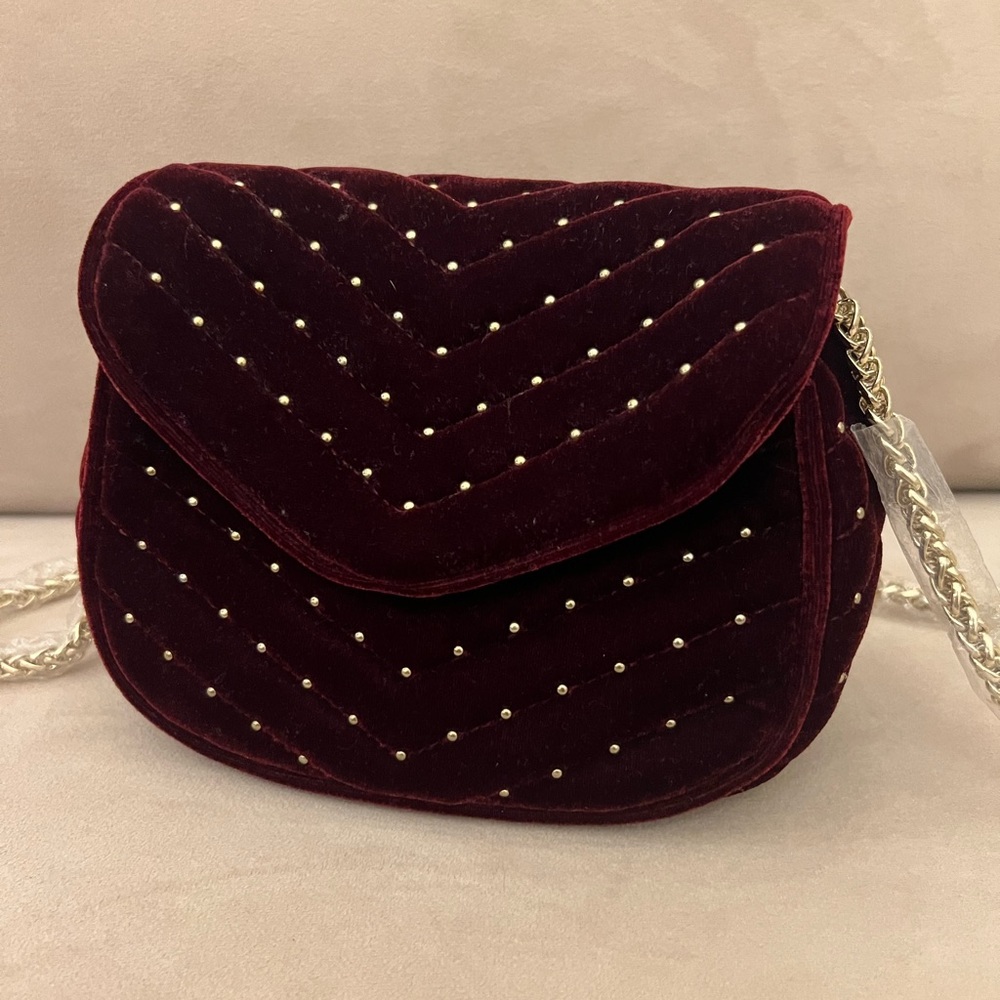 Brand new Topshop Embellished Velvet Crossbody Bag. Never wear it! 7”L 6”H 2.5W.